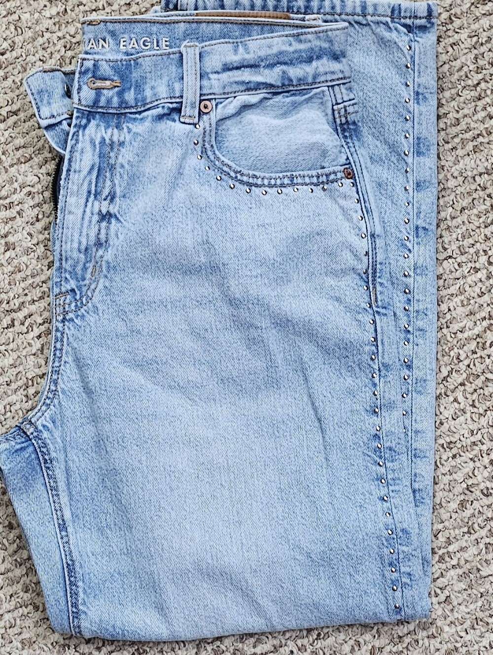 American Eagle Outfitters Ex-Boyfriend Stud-Trim Jeans